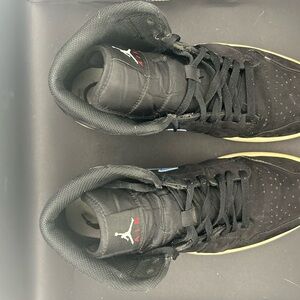 Nike Air Jordan Retro 1 Mid Multicolor Swoosh Black Shoes